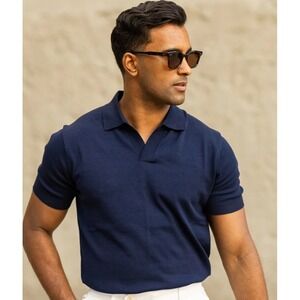 Collars and Co The Maranello Cotton & Silk Buttonless Polo Tailored Fit Small